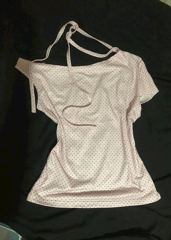 pembe minik puantiyeli bluz - Görsel 5