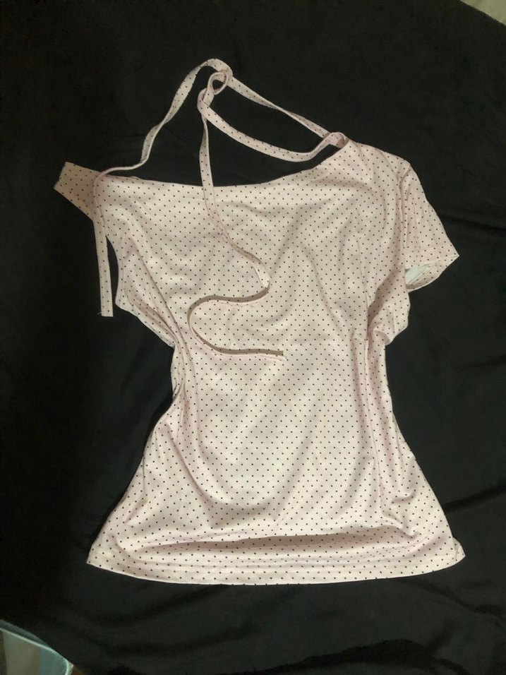 pembe minik puantiyeli bluz - Görsel 5