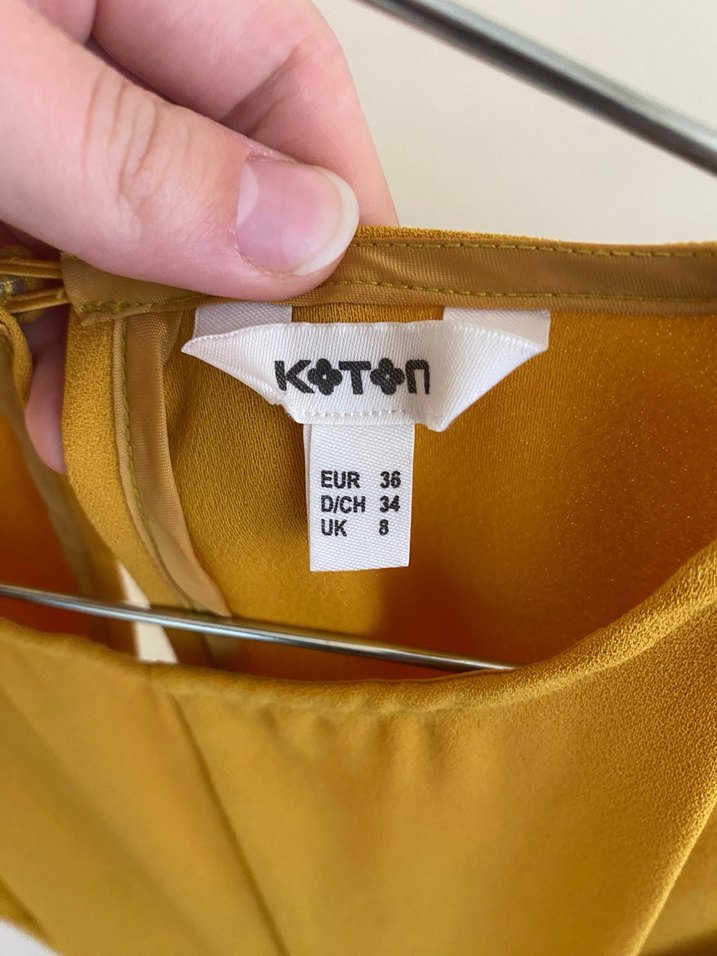 Hardal rengi  Uzun Kollu Salaş Elbise - Görsel 3