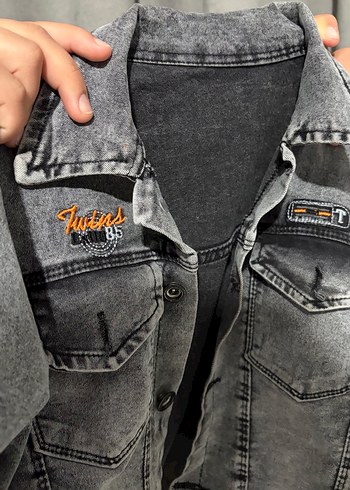 Gri erkek çocuk Denim Ceket - Görsel 3