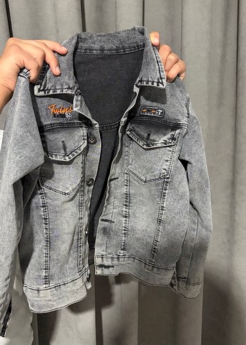 Gri erkek çocuk Denim Ceket - Görsel 4