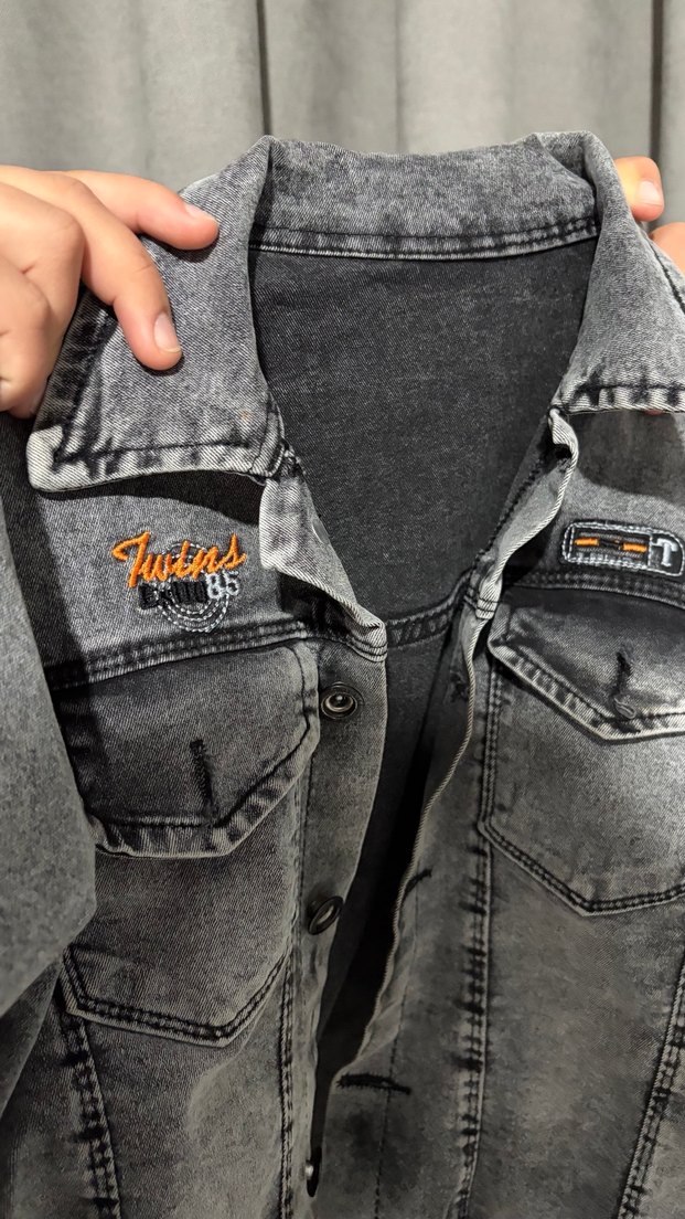 Gri erkek çocuk Denim Ceket - Görsel 3