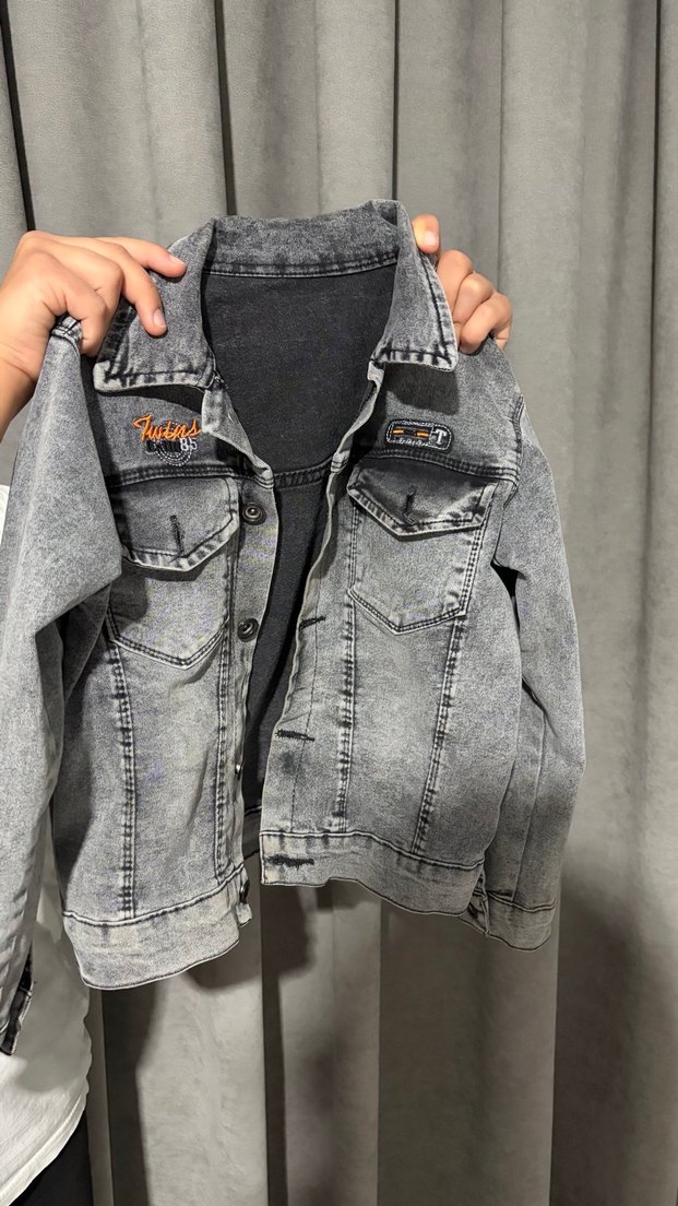 Gri erkek çocuk Denim Ceket - Görsel 4