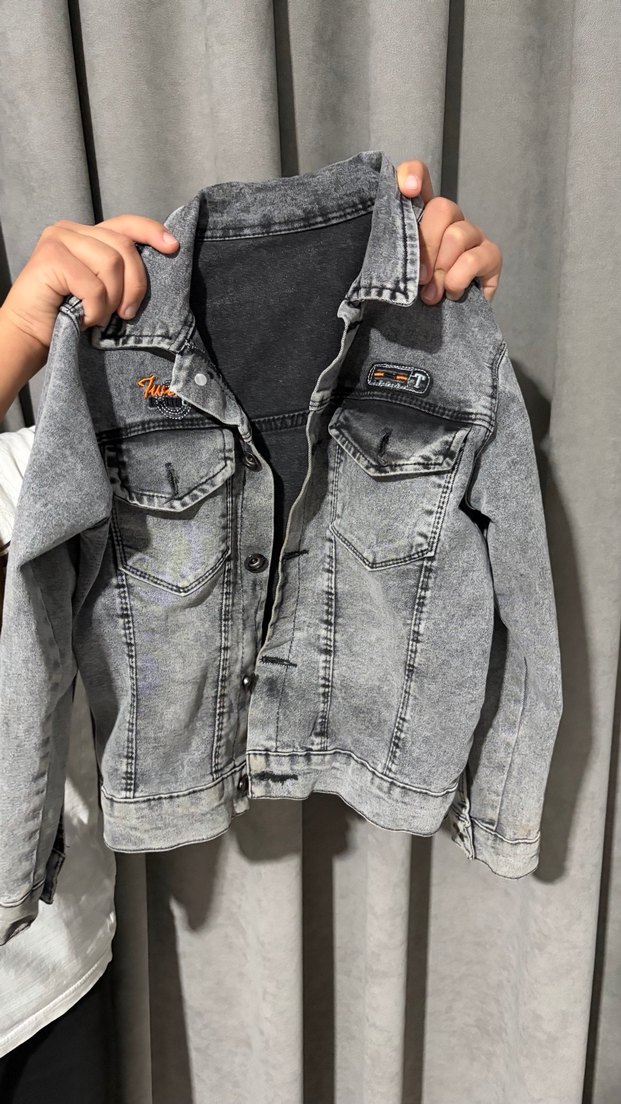 Gri erkek çocuk Denim Ceket - Görsel 2