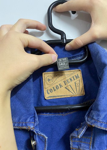 9 Yaş Beden Düğmeli Mavi kız çocuk Denim Ceket