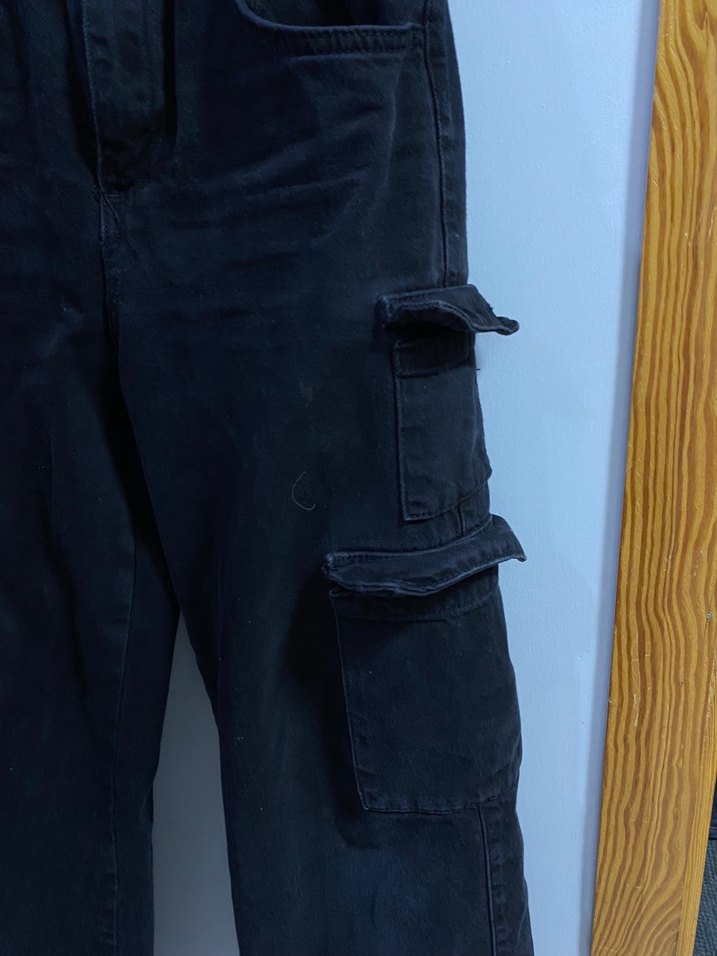 Kız çocuk Siyah Bol Kesim kargo Pantolon - Görsel 2