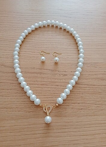 Cam inci lüks kolye & küpe set 
