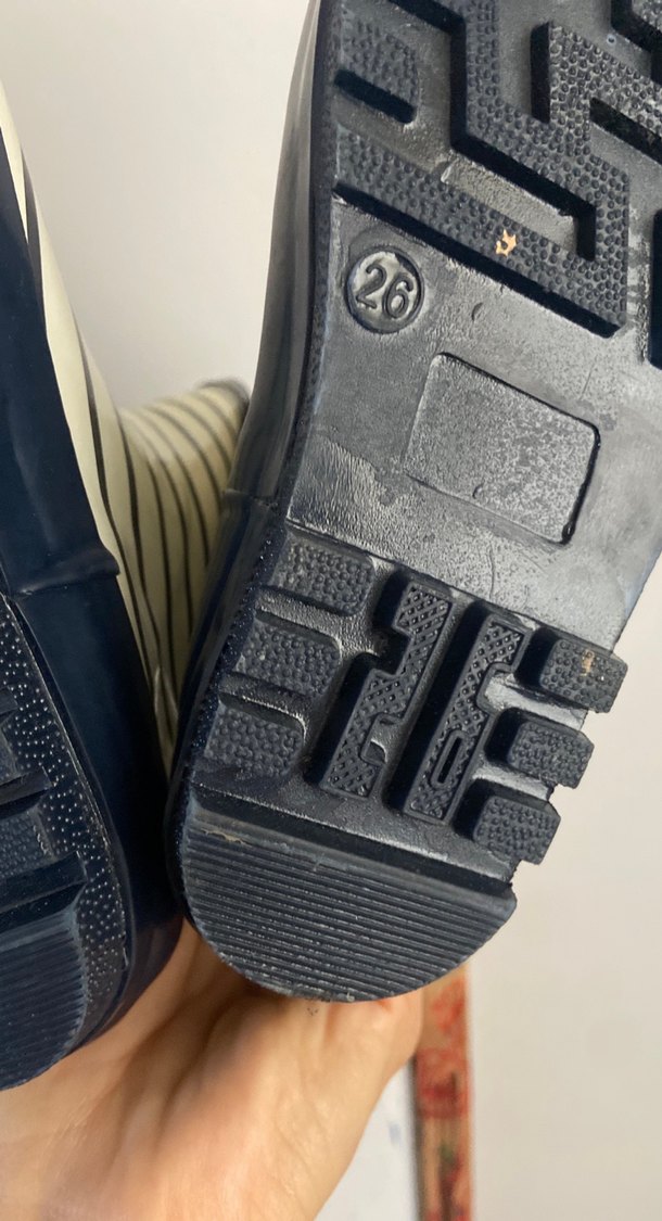 Kız Çocuk Siyah Beyaz Çizgili Lastik Çizme - Görsel 3