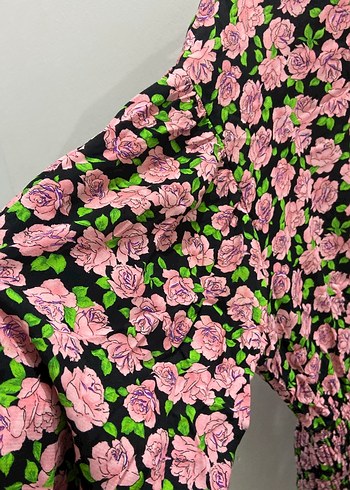 Pembe Çiçekli Uzun Kollu elbise - Görsel 3