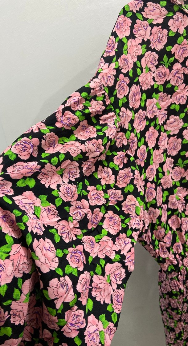 Pembe Çiçekli Uzun Kollu elbise - Görsel 3