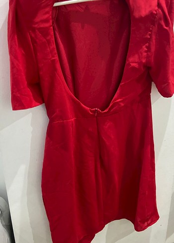 Kadın Kırmızı Midi Kısa Kollu Elbise - Görsel 3