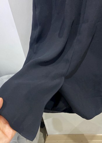 Siyah Drapeli Midi Ofis Elbisesi - Görsel 4