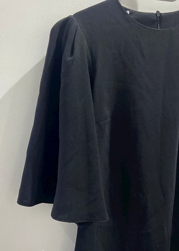 Siyah Drapeli Midi Ofis Elbisesi - Görsel 2