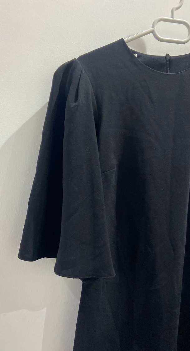 Siyah Drapeli Midi Ofis Elbisesi - Görsel 2