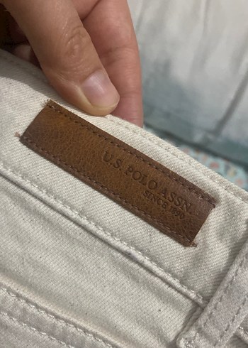 Bej Düğmeli Kadın Keten Pantolon - Görsel 4