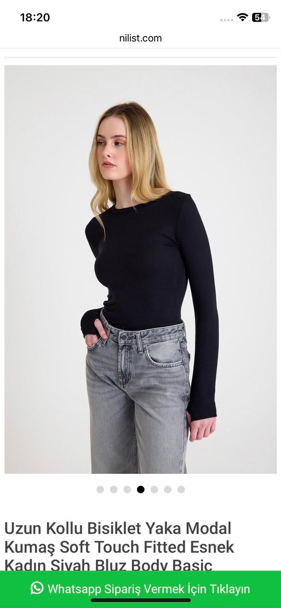 Siyah Uzun Kollu Denim Bluz - Görsel 5