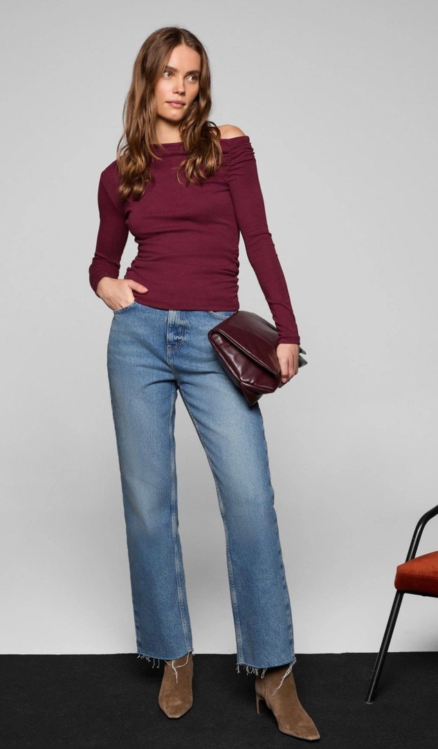 Bordo Uzun Kollu Kadın Bluz - Görsel 4