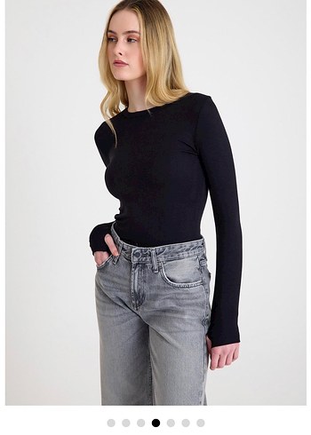 Siyah Uzun Kollu Denim Bluz - Görsel 4