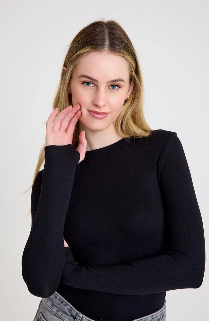 Siyah Uzun Kollu Denim Bluz - Görsel 2