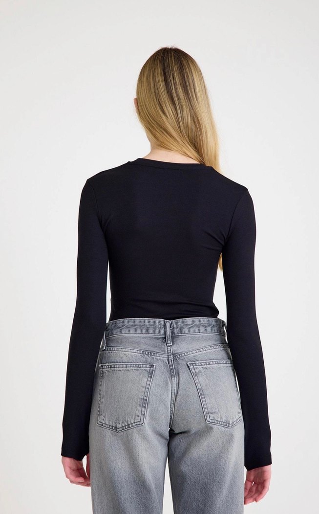 Siyah Kadın Uzun Kollu Denim Bluz - Görsel 3