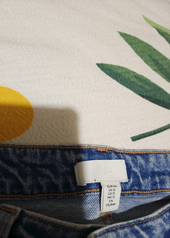 Kadın Mavi Mini Baskılı Kot pantolon