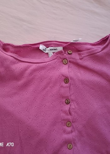 Koton Düğmeli Pembe Kız Bluzu