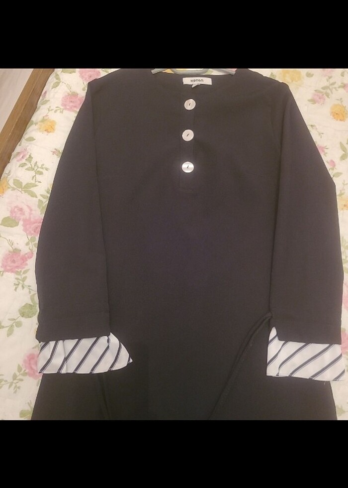 Koton uzun kollu bisiklet yaka fiyonk detaylı elbise. - Görsel 4