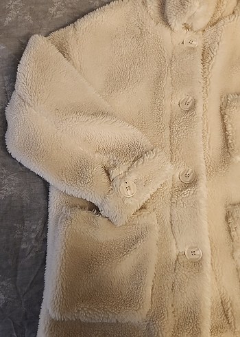 ORJ PULL&BEAR Bej Uzun Kollu Kadın Peluş Ceket - Görsel 2