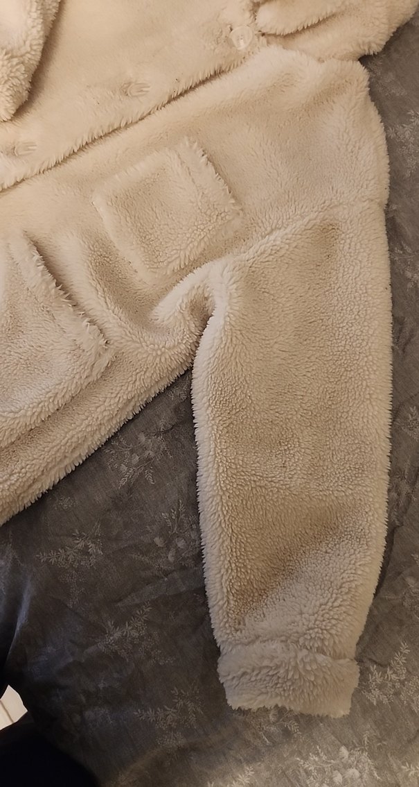 ORJ PULL&BEAR Bej Uzun Kollu Kadın Peluş Ceket - Görsel 3