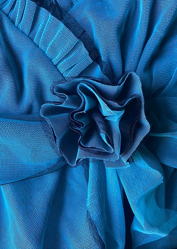 Mavi Mini Fırfırlı Askılı Bluz - Görsel 3