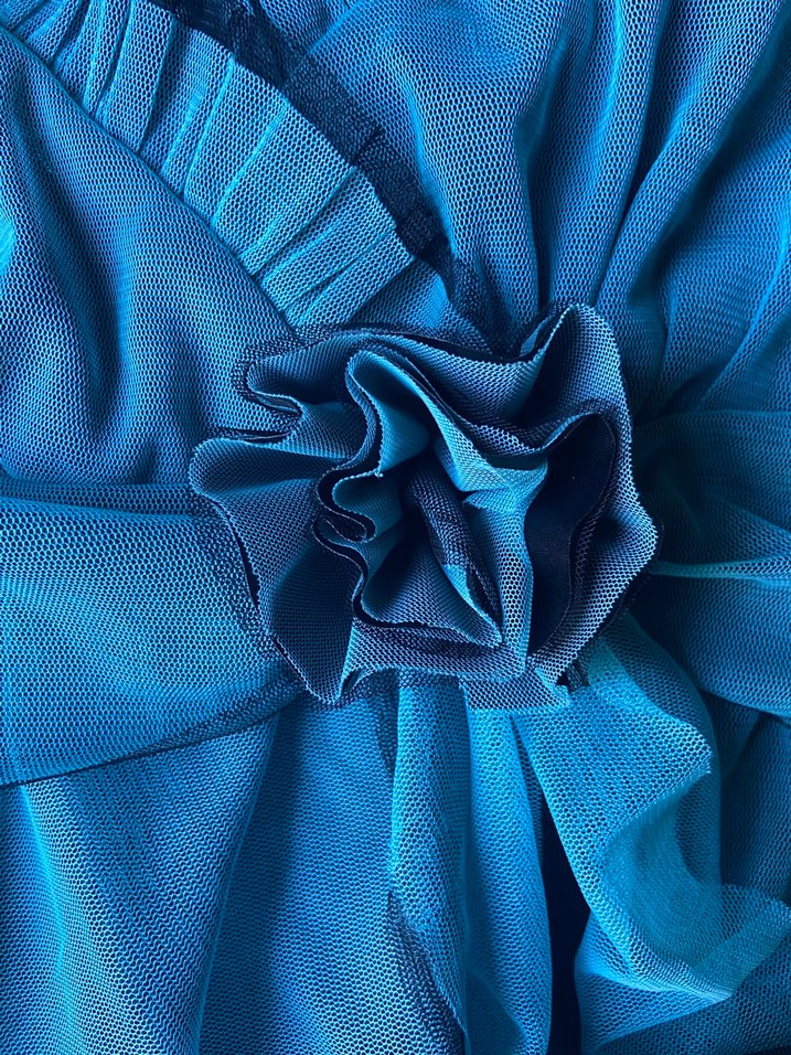 Mavi Mini Fırfırlı Askılı Bluz - Görsel 3