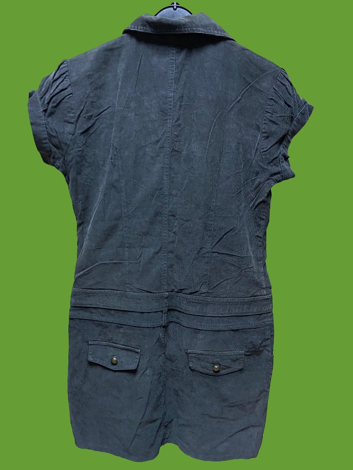 Düğmeli Gri Denim Midi Elbise - Görsel 2