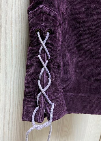 Mor kadife kısa pantolon - Görsel 3