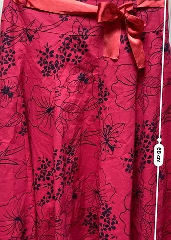 Kemerli Kırmızı Midi Bohem Etek - Görsel 6