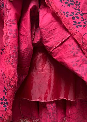 Kemerli Kırmızı Midi Bohem Etek - Görsel 3