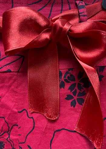 Kemerli Kırmızı Midi Bohem Etek - Görsel 4