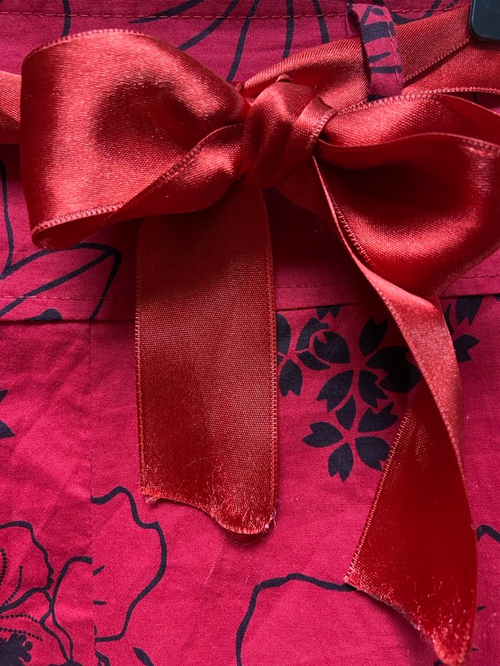 Kemerli Kırmızı Midi Bohem Etek - Görsel 4