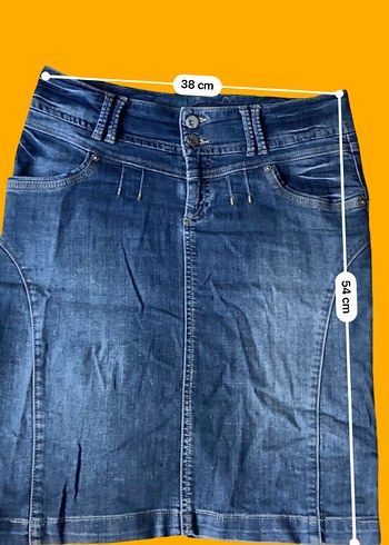 Parlak Mavi Kemerli Denim Mini Etek - Görsel 3