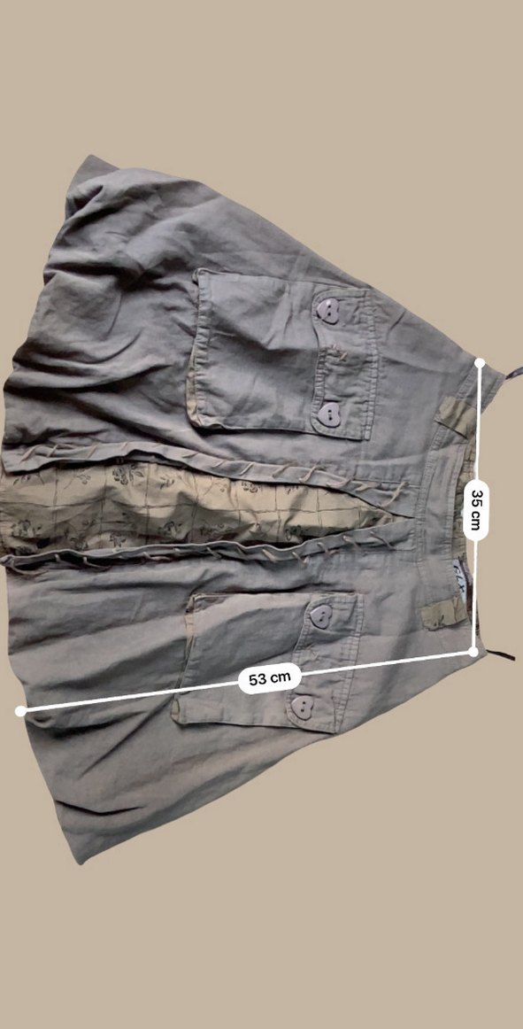 Gri Keten Midi Kadın Etek - Görsel 3