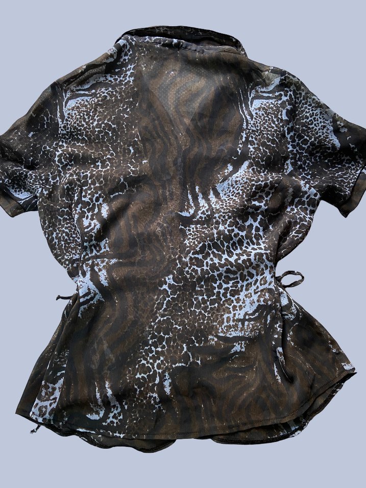 Düğmeli Kahverengi Vintage Gömlek - Görsel 2