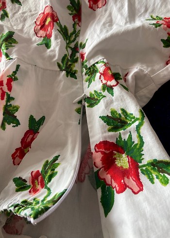 Çiçek Desenli Straplez Midi Elbise - Görsel 5