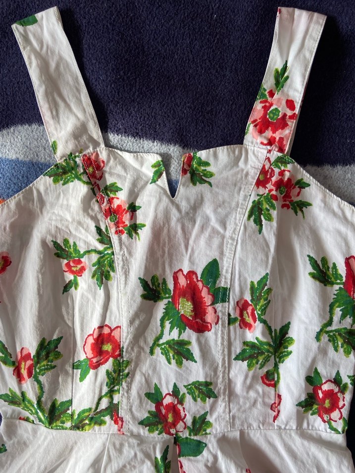 Çiçek Desenli Straplez Midi Elbise - Görsel 4