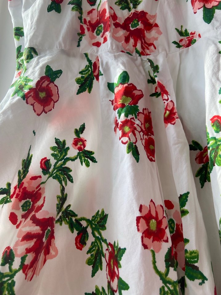 Çiçek Desenli Straplez Midi Elbise - Görsel 3