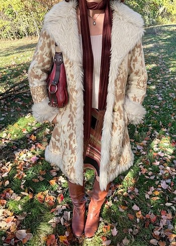 American Vintage Vintage Desenli Uzun Afgan Pelus Kaban