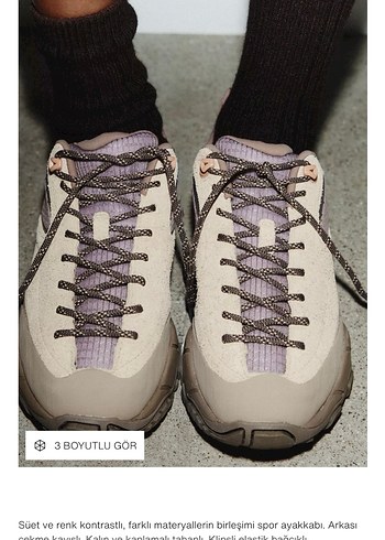 Zara Bej Bağcıklı Kadın Spor Ayakkabı Platform Topuk - Görsel 2