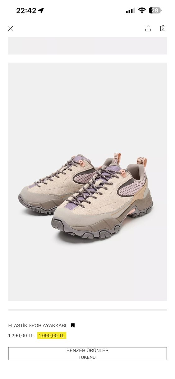 Zara Bej Bağcıklı Kadın Spor Ayakkabı Platform Topuk - Görsel 3