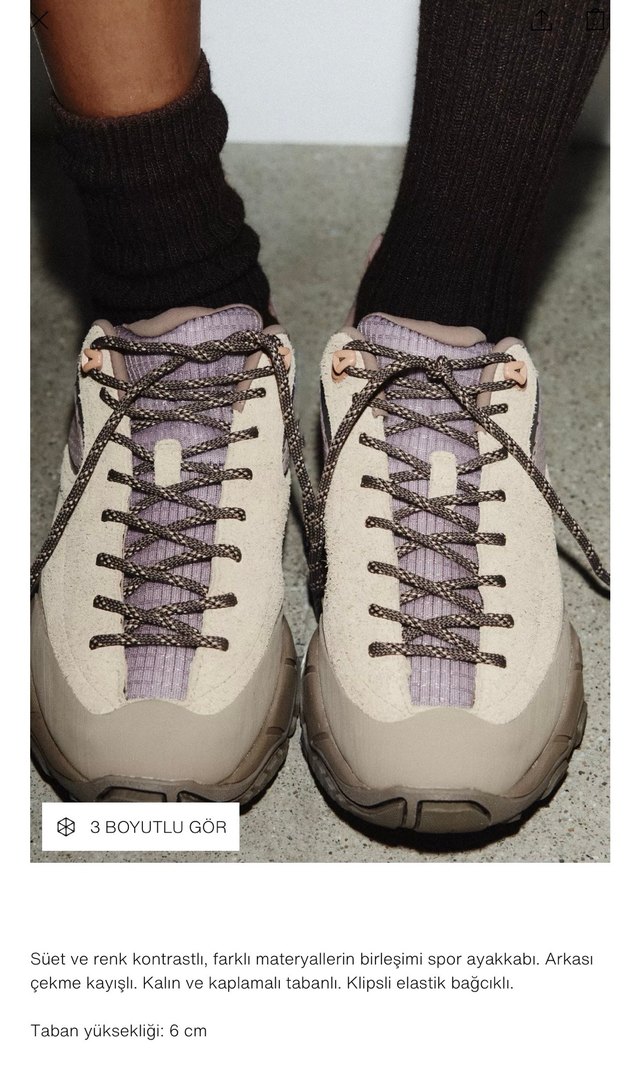 Zara Bej Bağcıklı Kadın Spor Ayakkabı Platform Topuk - Görsel 2