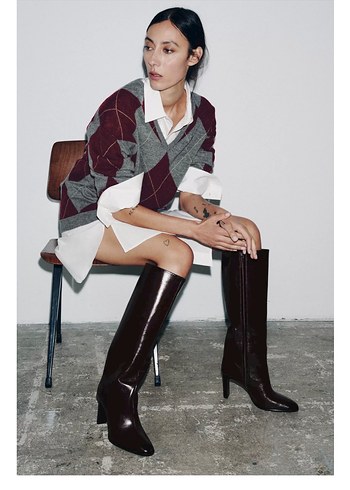 Zara yeni etiketli İnce Topuklu Çizme - Görsel 3