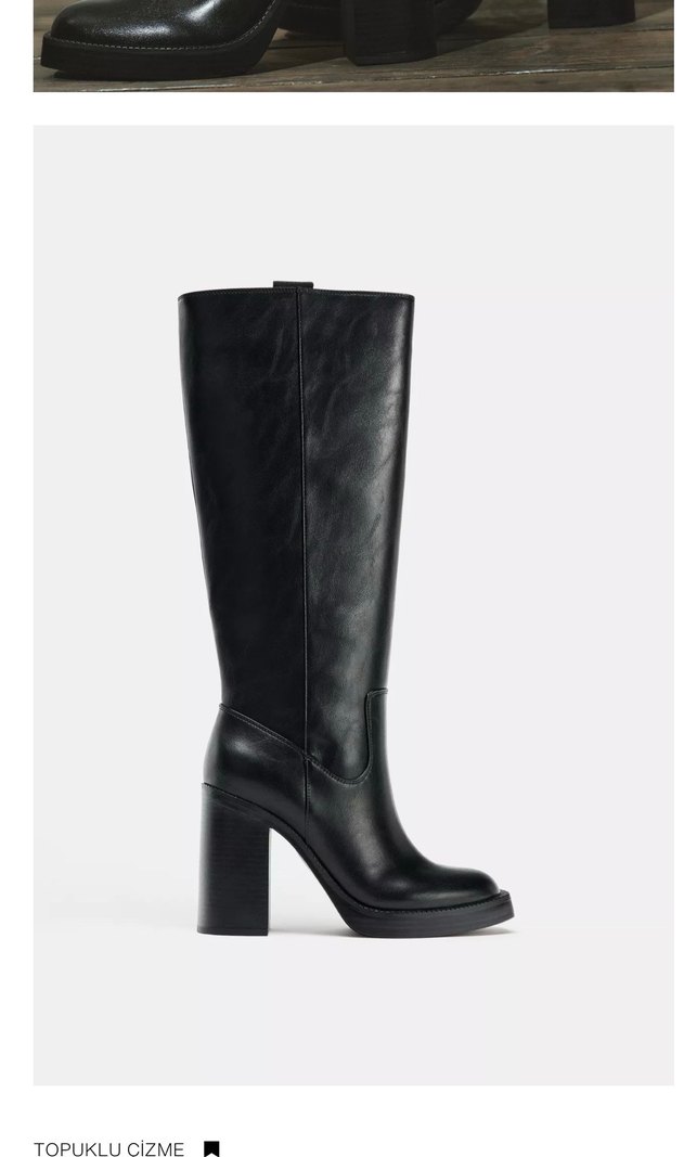 Zara Kadın Siyah deri çizme - Görsel 2