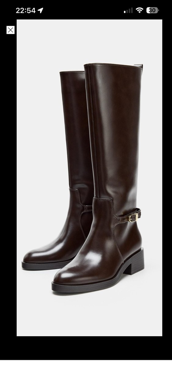 Zara yeni etiketli Kahverengi Deri Tokalı binici Çizme - Görsel 3